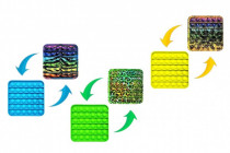 Bubble pops - Bursting silicone antist bubbles. spol. game 4 colors animal pattern 12,5x12,5cm - VÝPREDAJ