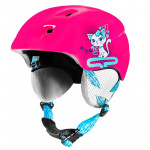Spokey AURORA children's ski helmet pink with cat, size S - VÝPREDAJ