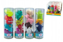 Spray figures of animals / means of transport to the bath 4 pcs rubber 4 types in a tube - VÝPREDAJ