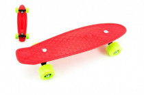 Skateboard - pennyboard 43cm, load capacity 60kg plastic axles, red, green wheels - VÝPREDAJ