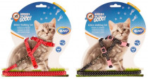Harness and leash kitten DUVO + with polka dots 15-25cm / 8mm-125cm - VÝPREDAJ